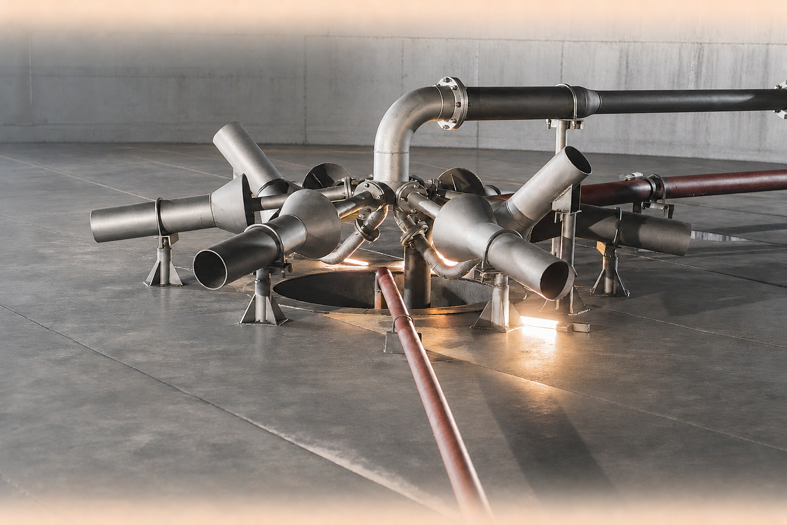 Jet Mixing Device installed inside an industrial storage tank